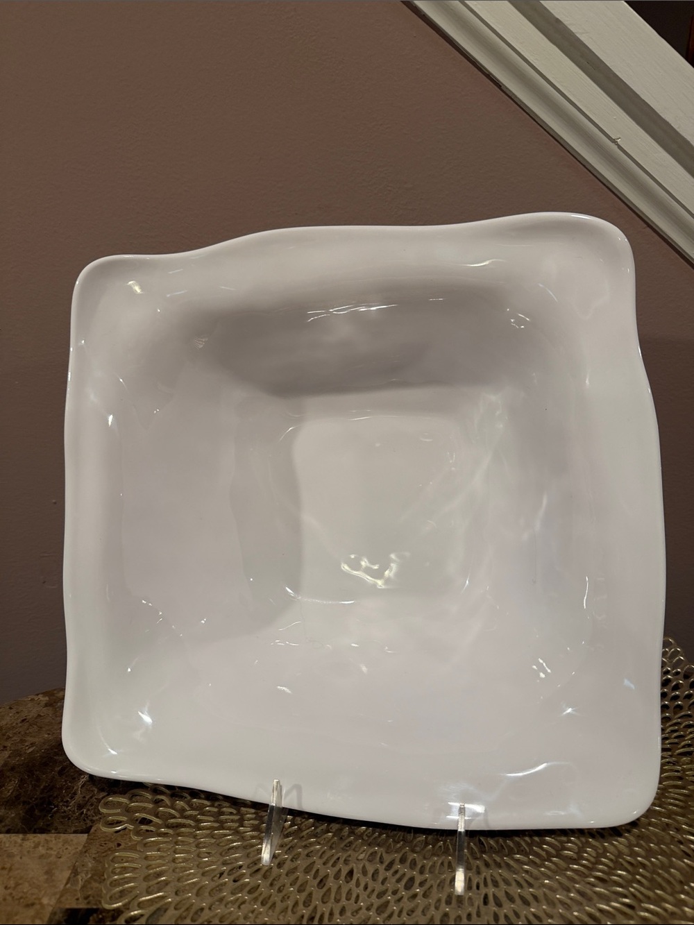 Q Squared Ruffle White Melamine Serving Bowl